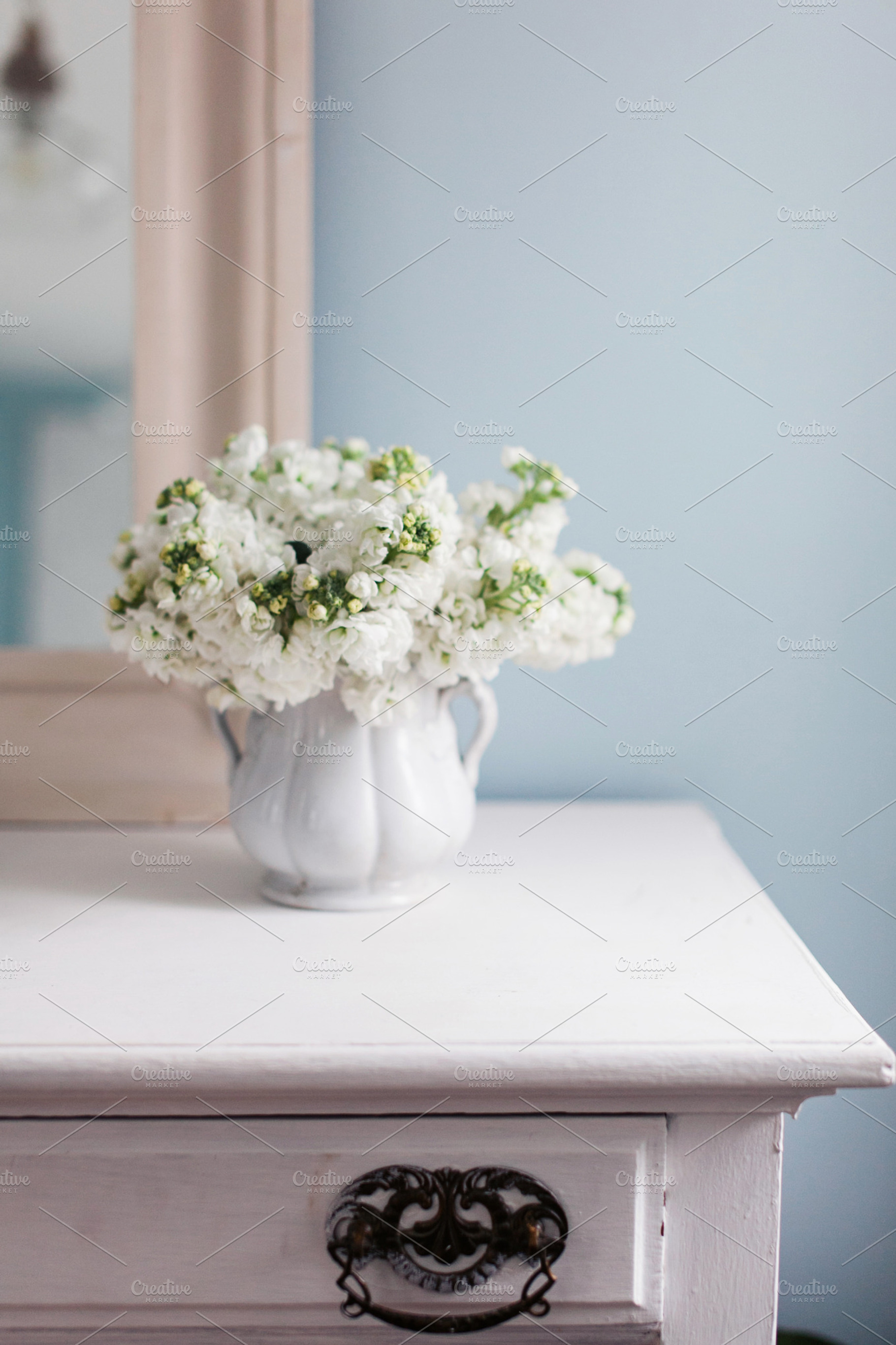 White Hyacinths on Dresser, a Nature Photo by Light & Grace
