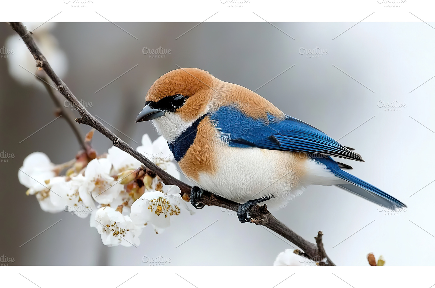Colorful bird perched on blossoming, an Animal Photo by Lermont51