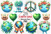 Earth Day Watercolor Cliparts, an Illustration by RobertsArt (Thumbnail 1 of 7)