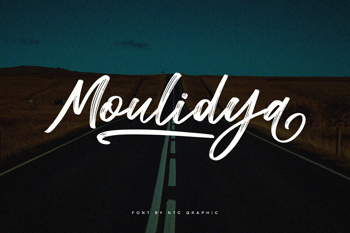 Moulidya Brush Script Font, a Script Font by NTC Graphic (Photo 1 of 7)