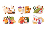 Farmers sell on local market concept, a Food Illustration by PaperTrident (Thumbnail 1 of 7)