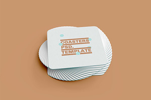 3d Square Coasters Mockup Set