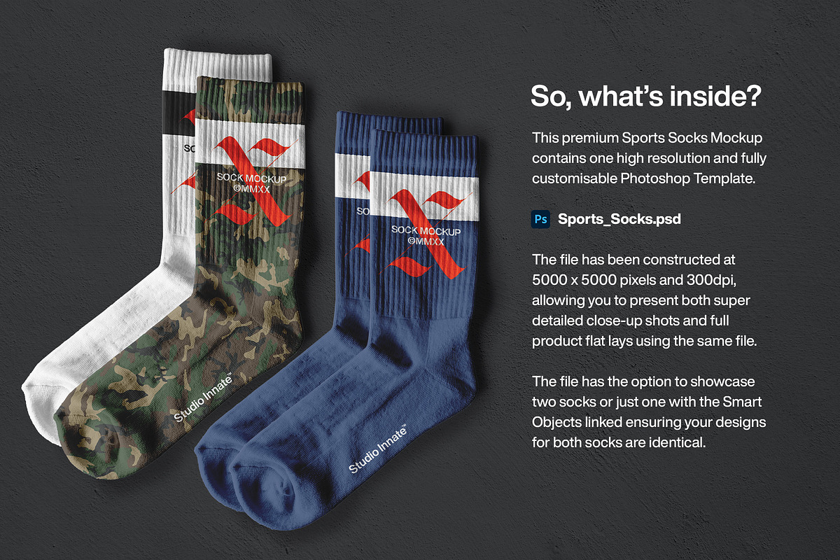 Sports Socks - Mockup, an Apparel Mockup by Studio Innate (Photo 2 of 6)