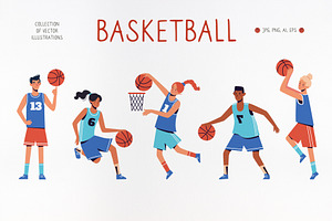 Basketball players. Illustrations