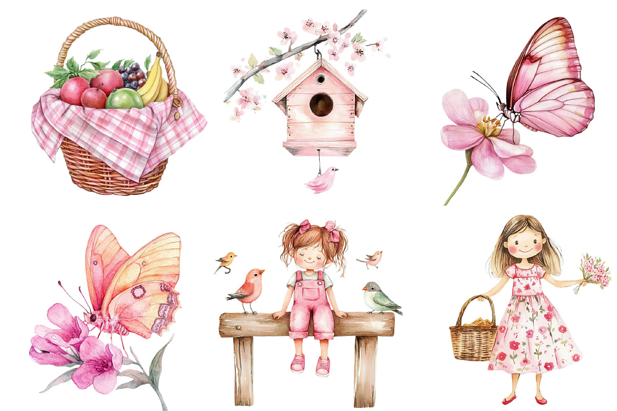 Watercolor Pink Spring Outdoor PNG, an Illustration by SinaCreation (Photo 2 of 5)