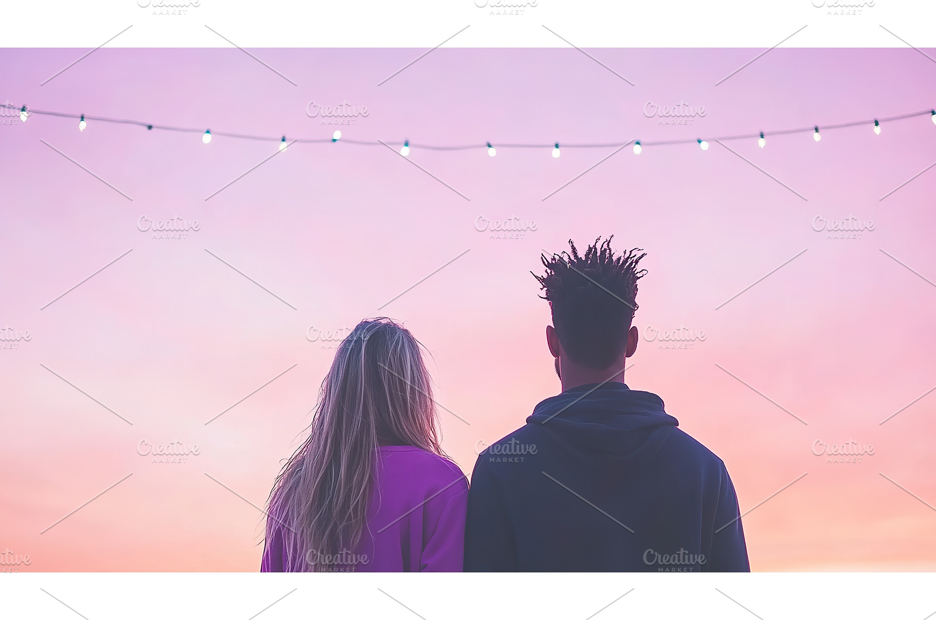 Young couple watching sunset under, a Nature Photo by Lermont51