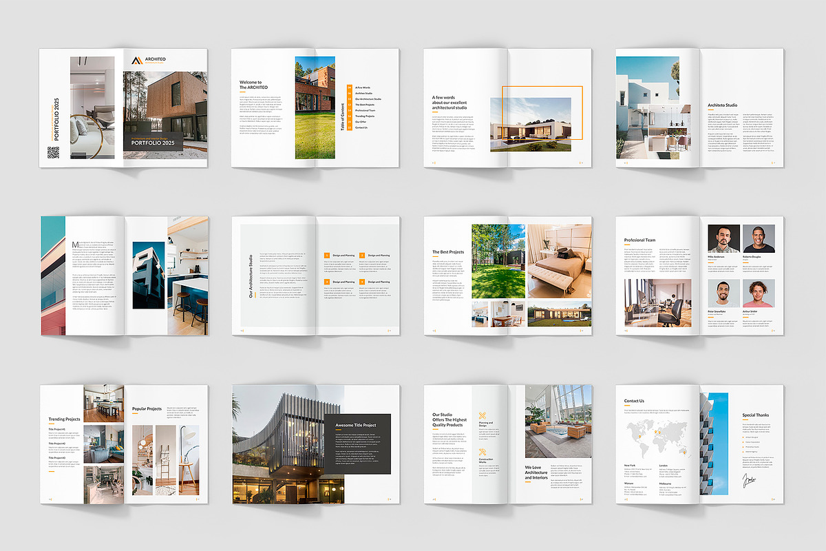 Architeo Portfolio A5 Canva Template, a Brochure Template by artbart (Photo 2 of 6)