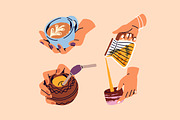 Hands with drinks set + posters, a Food Illustration by PaperTrident (Thumbnail 4 of 10)