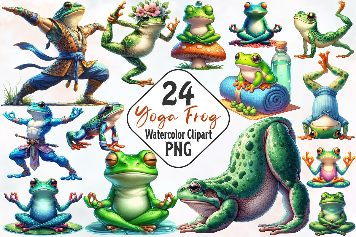 YOGA Frog Sublimation Clipart, an Animal Illustration by RobertsArt (Photo 1 of 7)