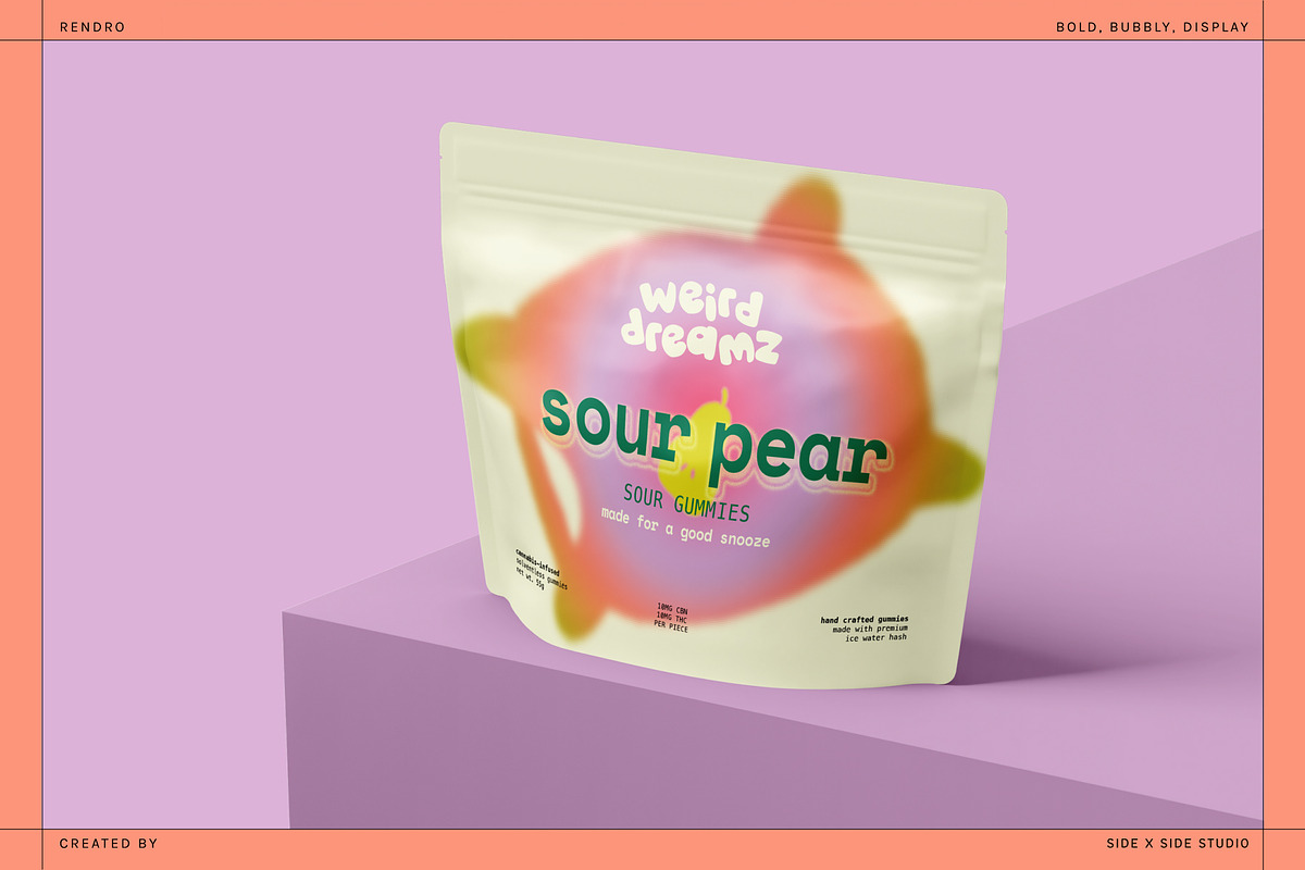 Rendro Bubble Display Font + Icons, a Sans Serif Font by Side X Side Studio (Photo 3 of 7)