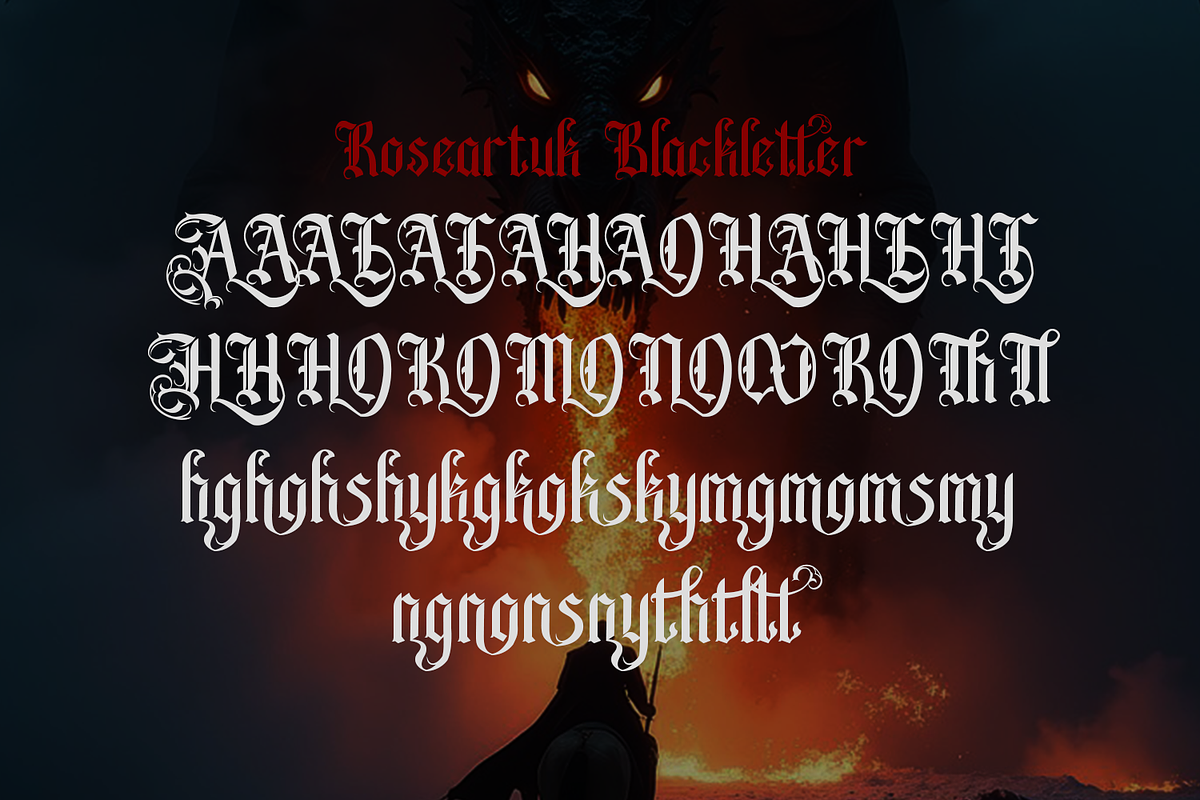 Roseartuk - Blackletter Font, a Blackletter Font by madeDeduk (Photo 10 of 10)