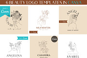 6 Beauty CANVA Logos, a Branding & Logo Template by velychko.ua (Thumbnail 1 of 10)