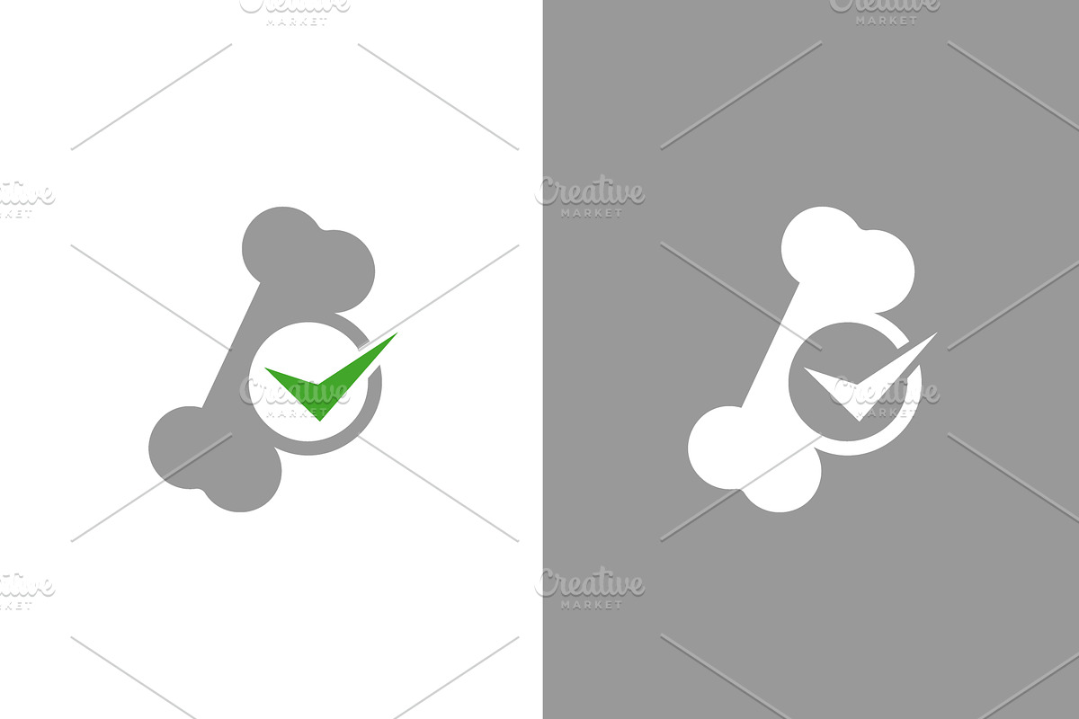 Human bone and check mark logo, an Object Illustration by GraphiShop