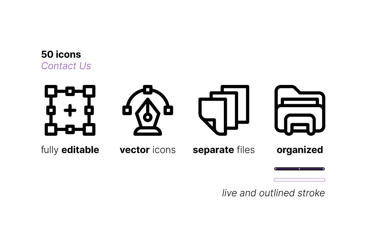 50 Contact Us Icons, an Outline Icon by Side Project (Photo 4 of 8)