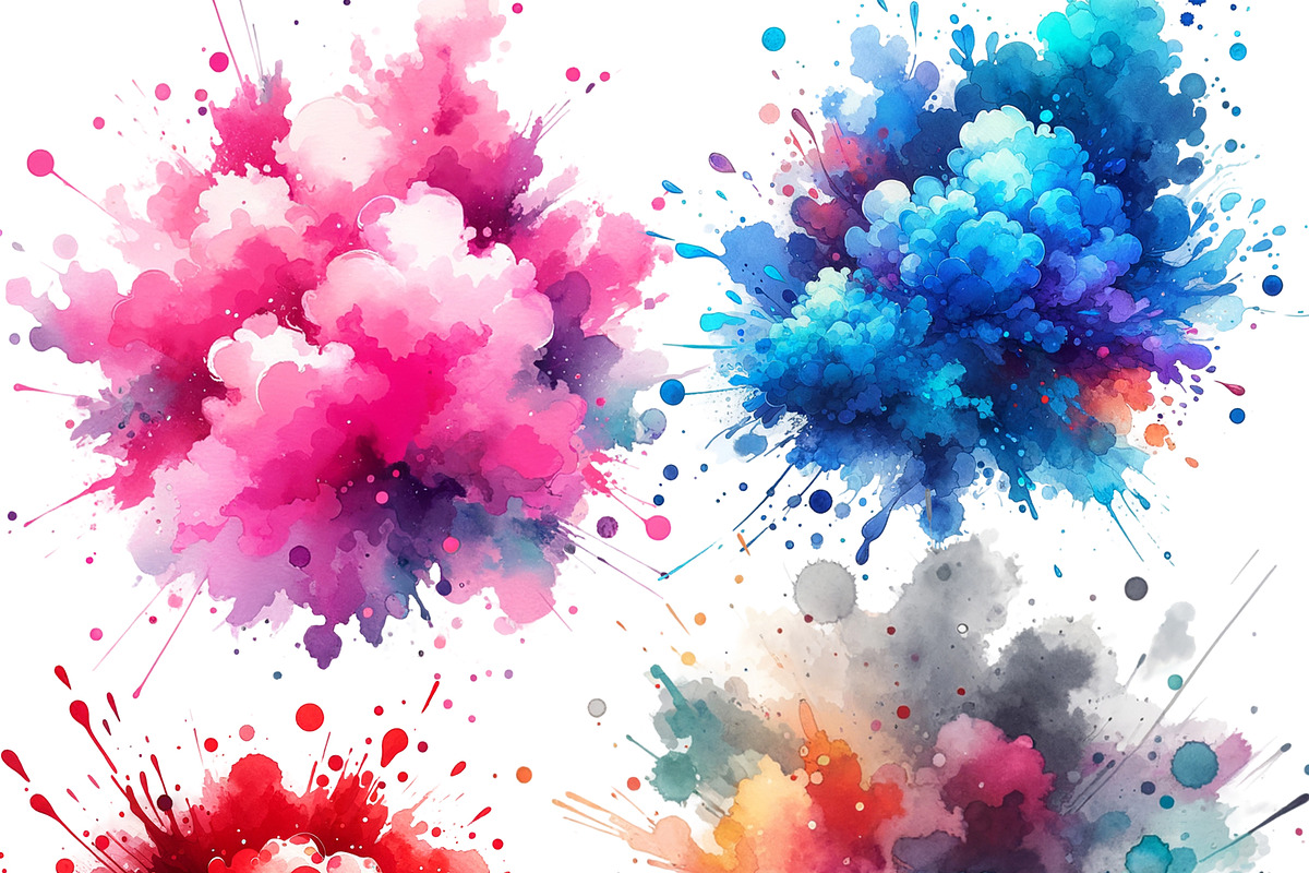 Watercolor Paint Splashes Clipart, a Decorative Illustration by Digi_Design_World (Photo 4 of 4)