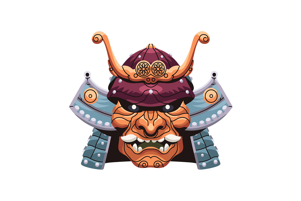 Samurai helmets, Japanese masks set, an Object Illustration by PaperTrident (Photo 8 of 9)