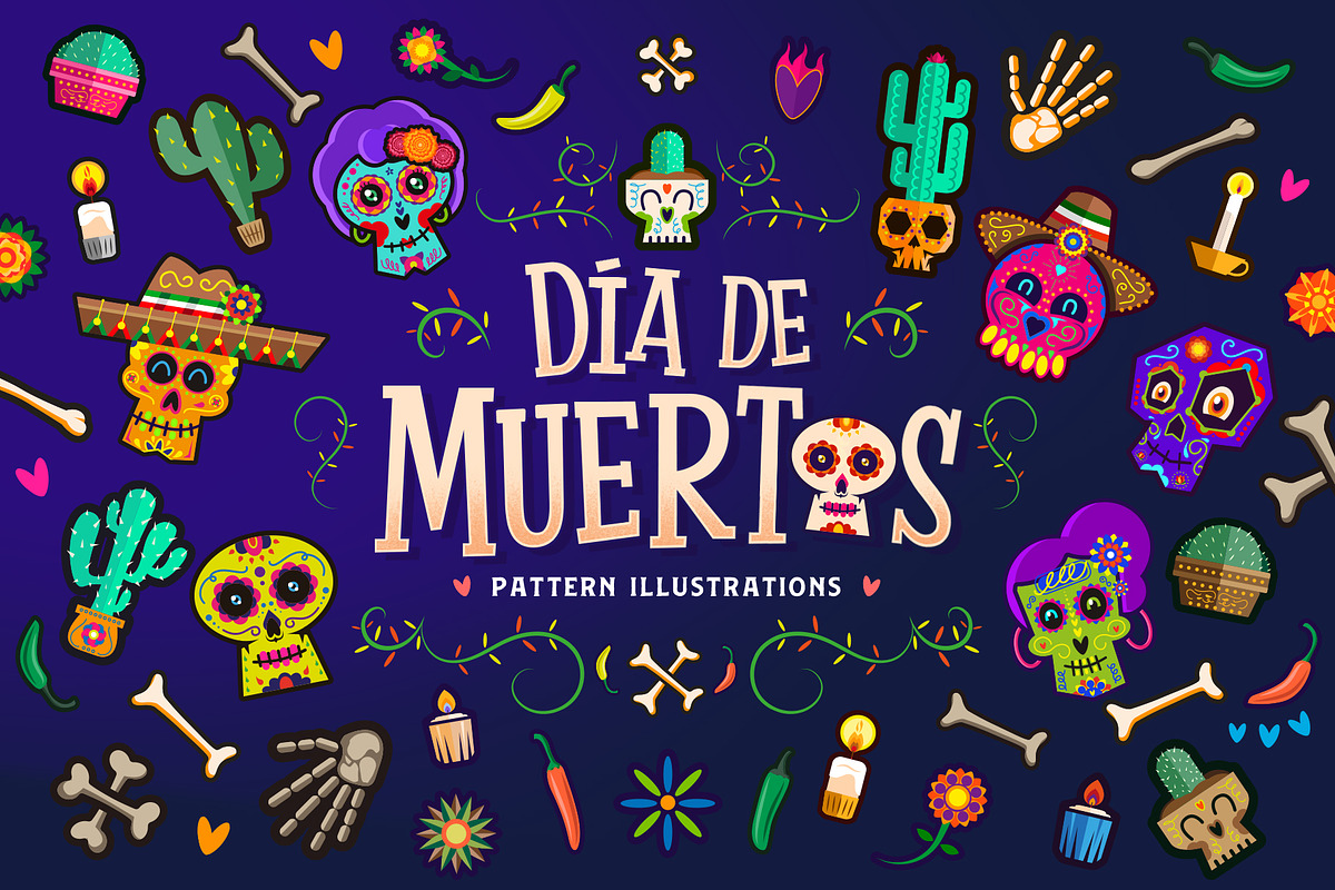 Day of The Dead pattern illustration, a Pattern Graphic by Visual Fear (Photo 1 of 9)