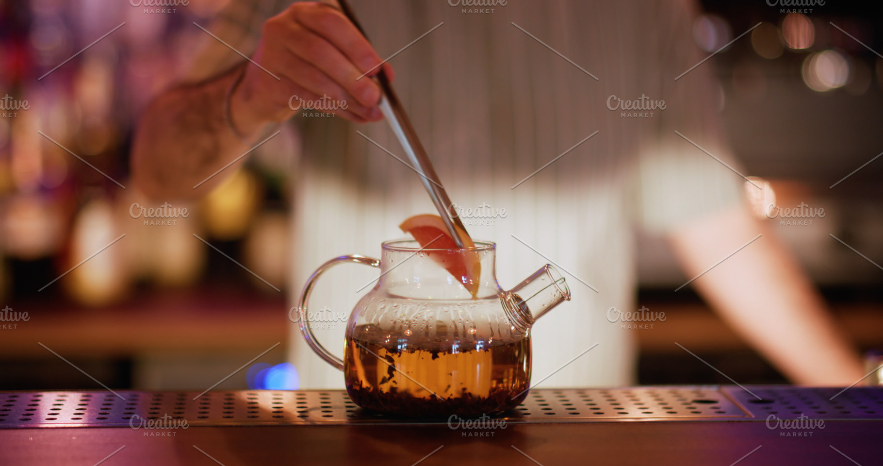 Tea making hot citrus drink barman aroma beverage, a Food & Drink Photo by Photo Drive Studio