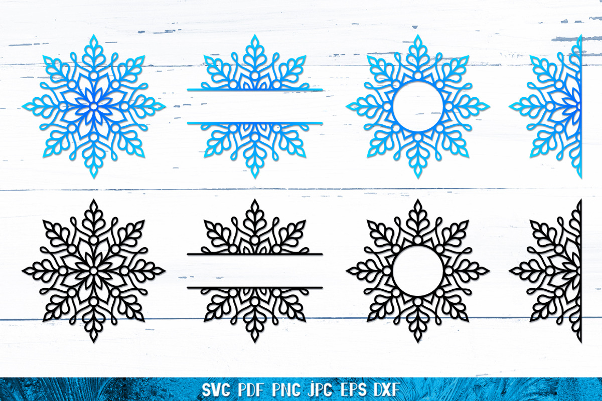 Snowflake Monogram Bundle SVG | Creative Market