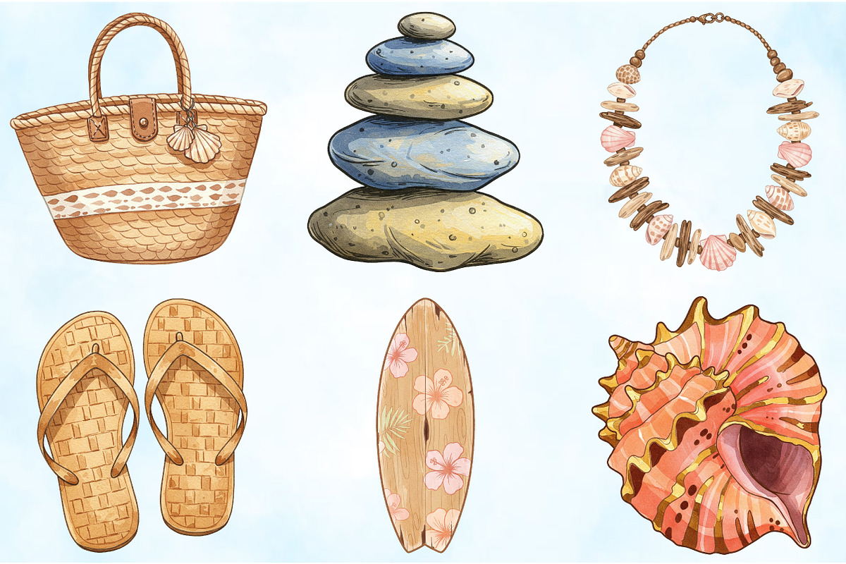 Sepia Tropical Beach Clipart, an Illustration by Craft Nest (Photo 3 of 5)