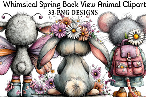 Spring Back View Animal Clipart, an Illustration by Daily.Designs