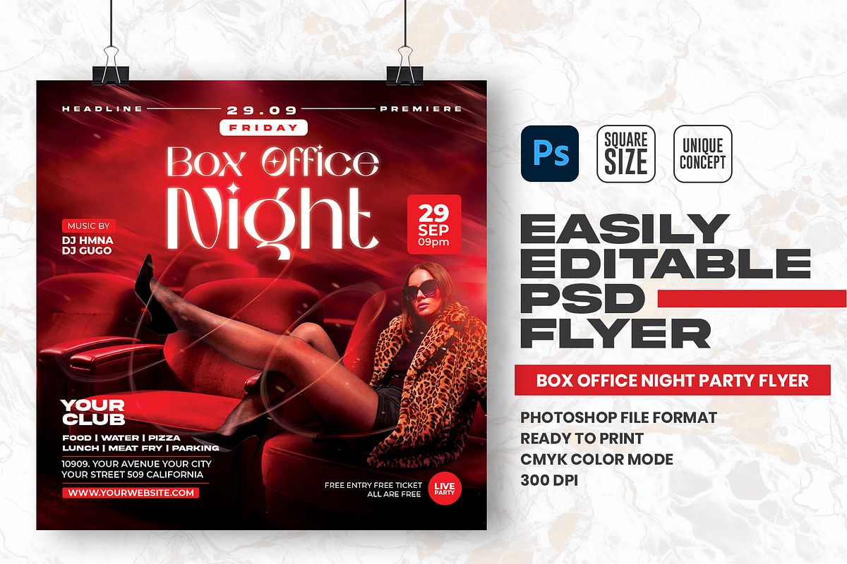 Box Office Night Party Flyer Design, a Flyer Template by Shajib Shikder (Photo 1 of 2)