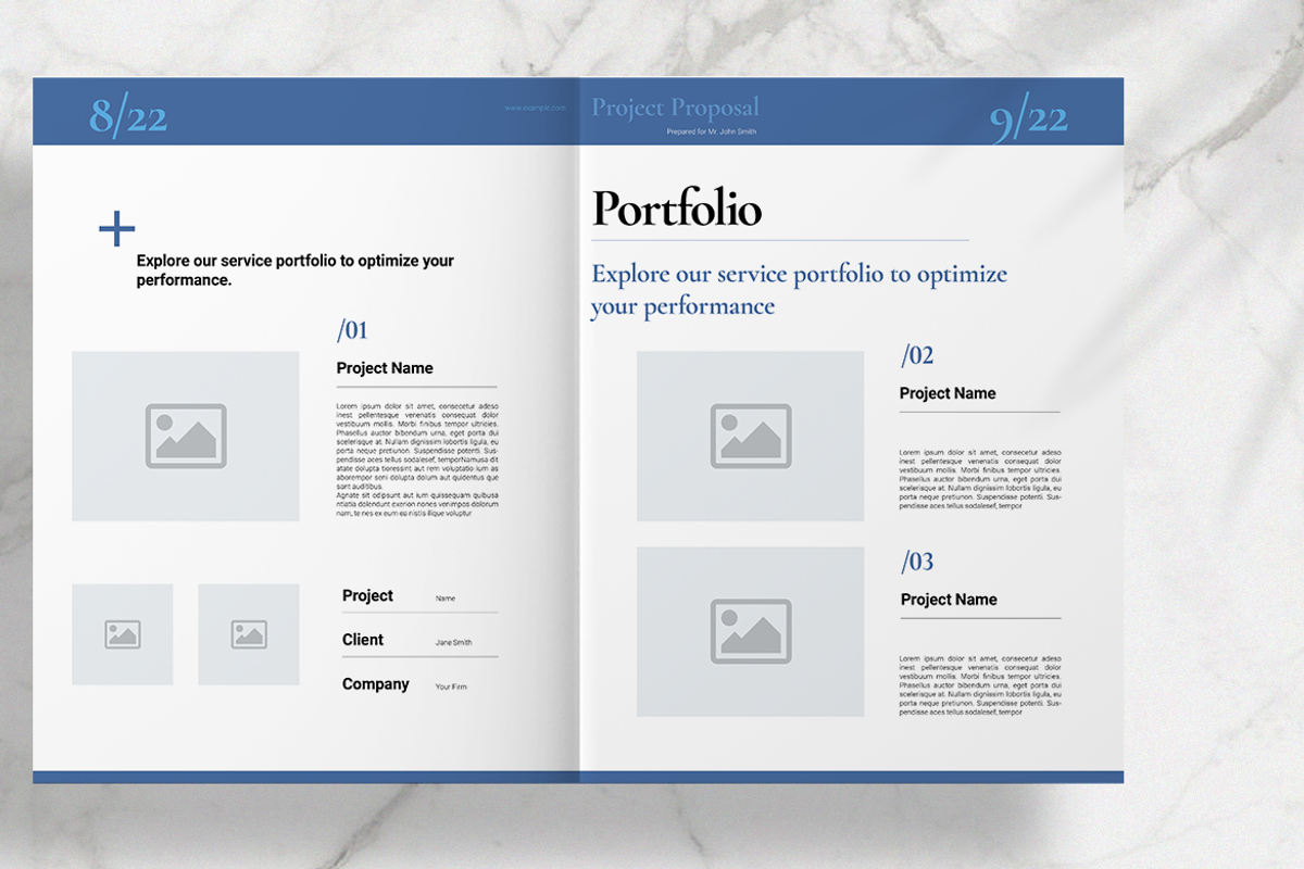 Blue Business Proposal Layout, a Brochure Template by Boris Cupac (Photo 6 of 13)