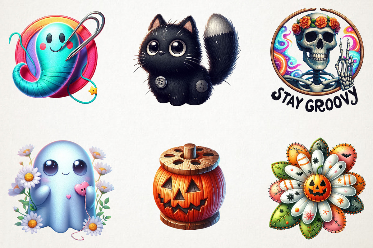 Groovy Halloween Sewing Clipart, an Illustration by RobertsArt (Photo 5 of 7)