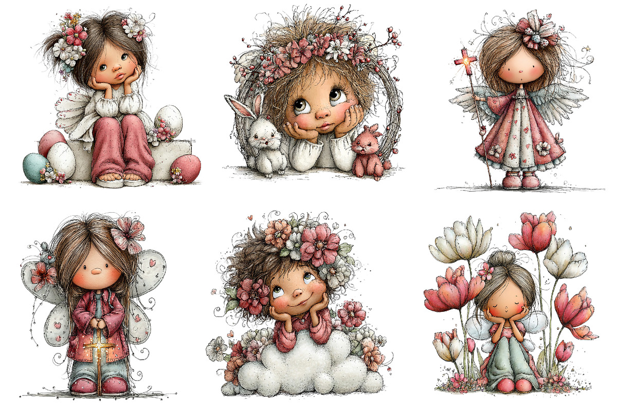 Whimsical Easter Angels Clipart, an Illustration by Dream Creation (Photo 4 of 7)