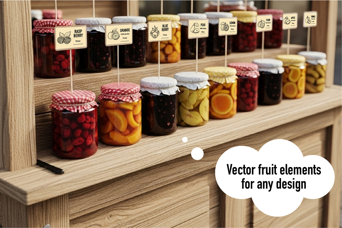 Fruit Design Kit – Vintage Templates, a Food Illustration by Lettering_Logo (Photo 12 of 14)