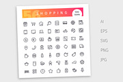 Shopping Line Icons Set, an Outline Icon by Voysla's Shop (Thumbnail 4 of 4)