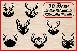20 Deer Antler Mountain Silhouette, an Animal Illustration by Artivon
