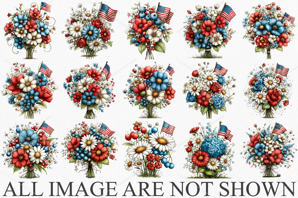 4th of July Patriotic Bouquet, a Seasonal Illustration by Canvas Craft (Photo 4 of 7)