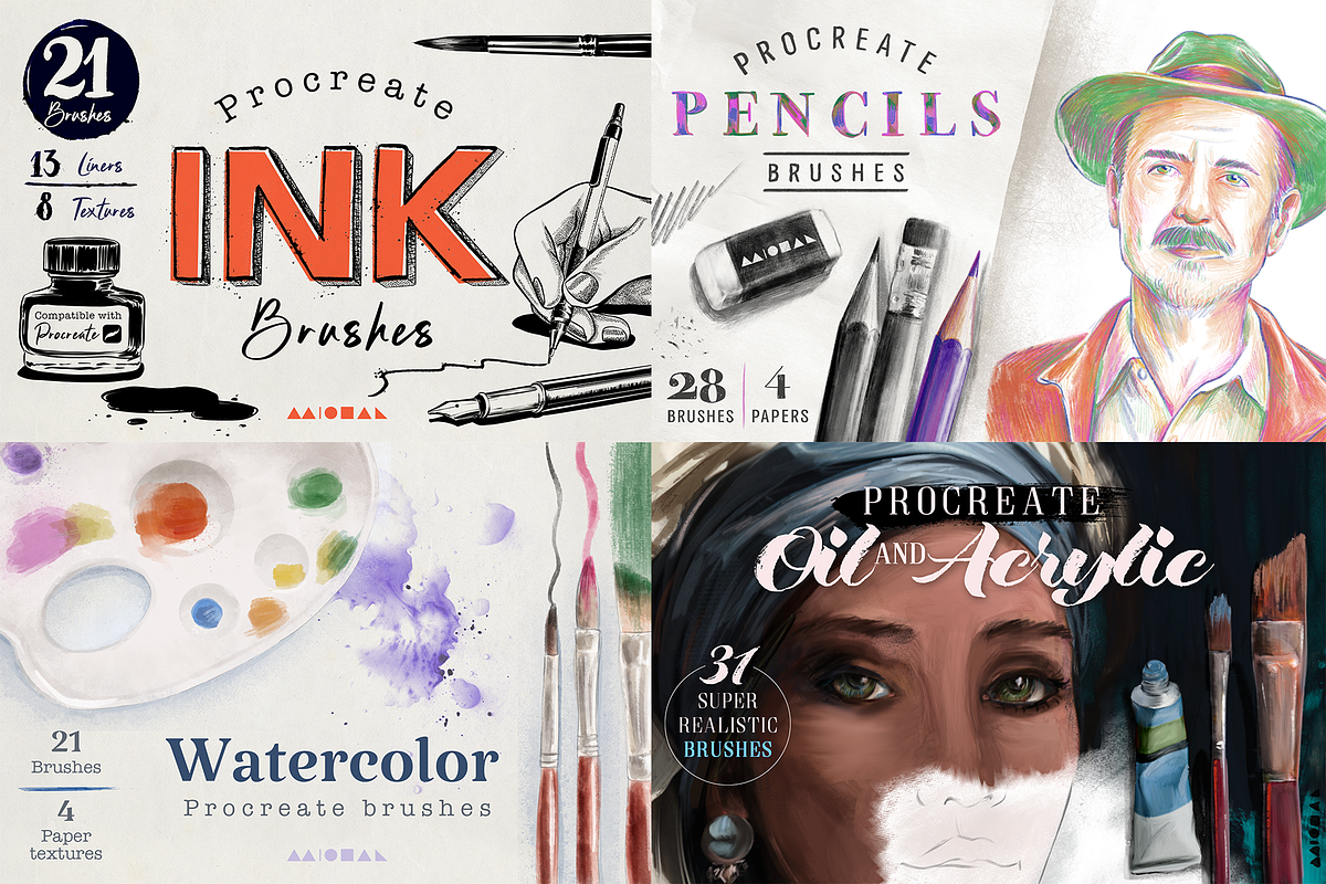 Ultimate procreate brush bundle, a Brush Add-On by Michal Design (Photo 2 of 32)