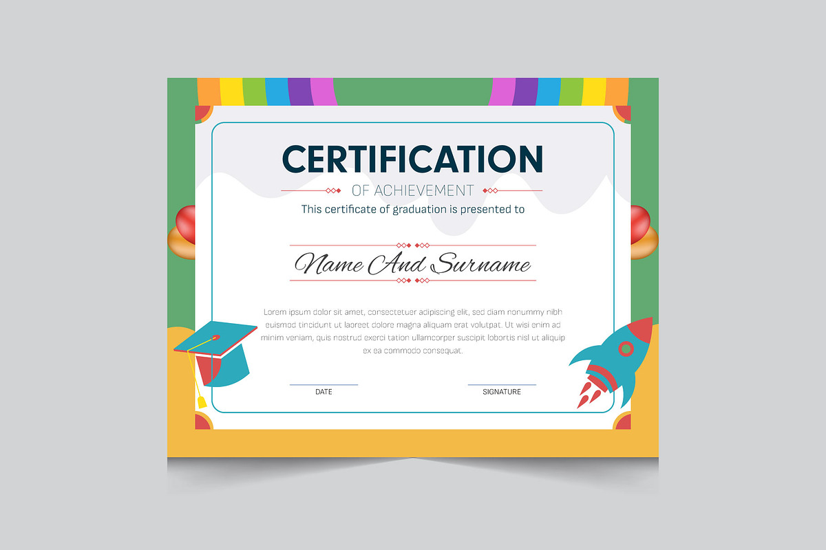 Kindergarten certificate template, a Card Template by thedesignsource