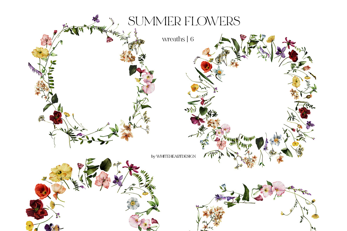 Field Flowers Watercolour Clipart, a Decorative Illustration by whiteheartdesign (Photo 13 of 20)