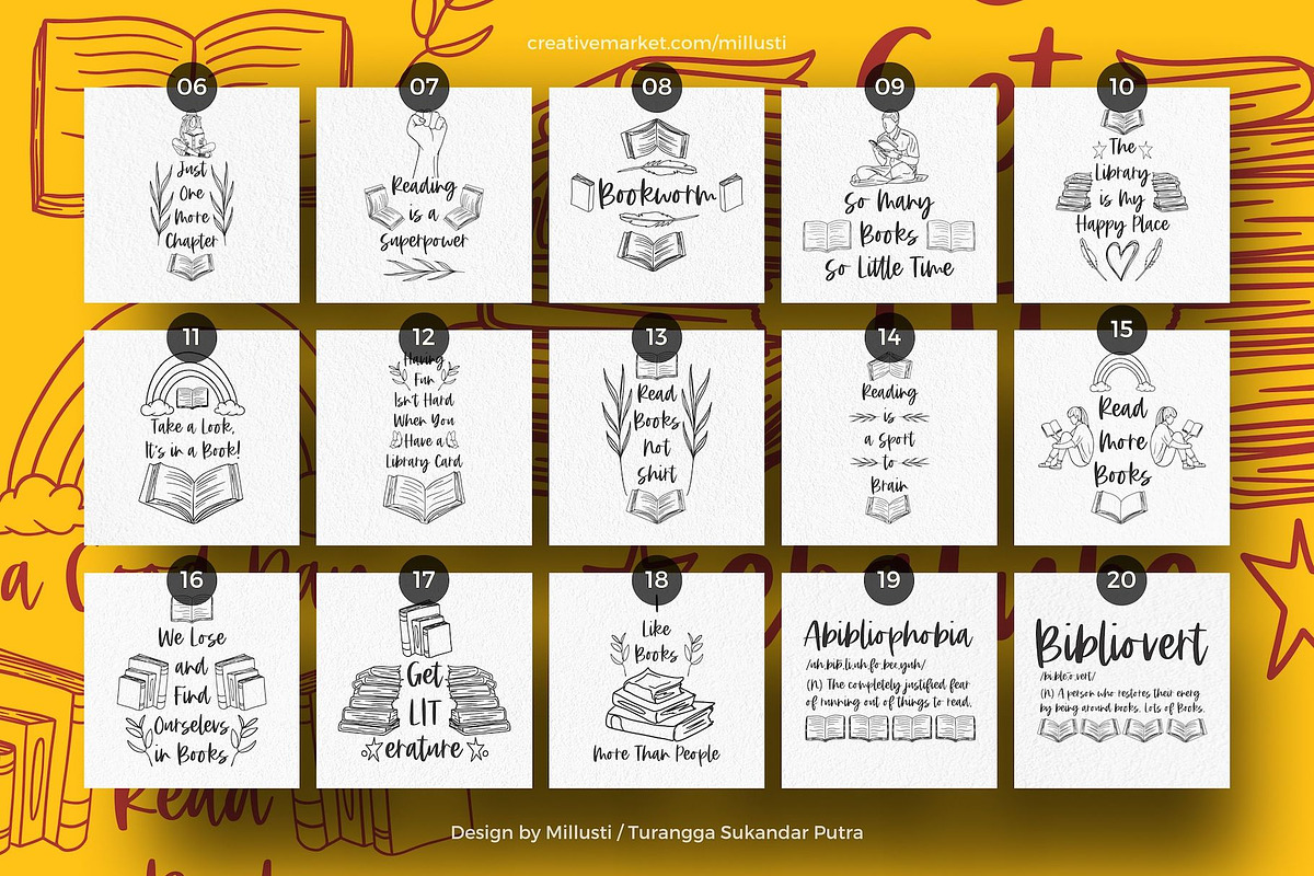 50 Bookish Quotes SVG Bundles Reader, an Object Graphic by Millusti (Photo 3 of 7)