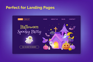 Spooky 3D Halloween Illustration Set