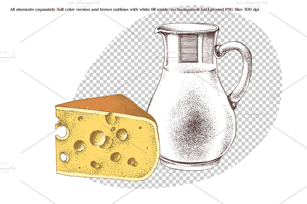 Farm fresh dairy products collection, a Food Illustration by handsketched (Photo 14 of 14)