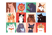Cute funny cats set, cards, an Animal Illustration by PaperTrident (Thumbnail 1 of 6)