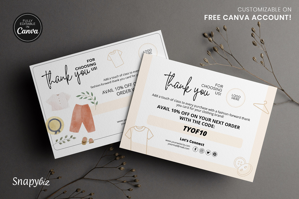 Clothing Business Thank You Card, a Card Template by Snapybiz (Photo 5 of 10)