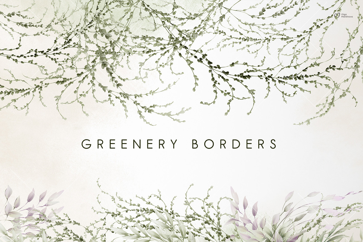 Spring greenery, floral cliparts, a Texture Illustration by ollalya (Photo 4 of 14)