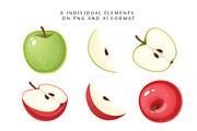Vector set of  beautiful apples, an Object Graphic by natamastery (Thumbnail 2 of 4)
