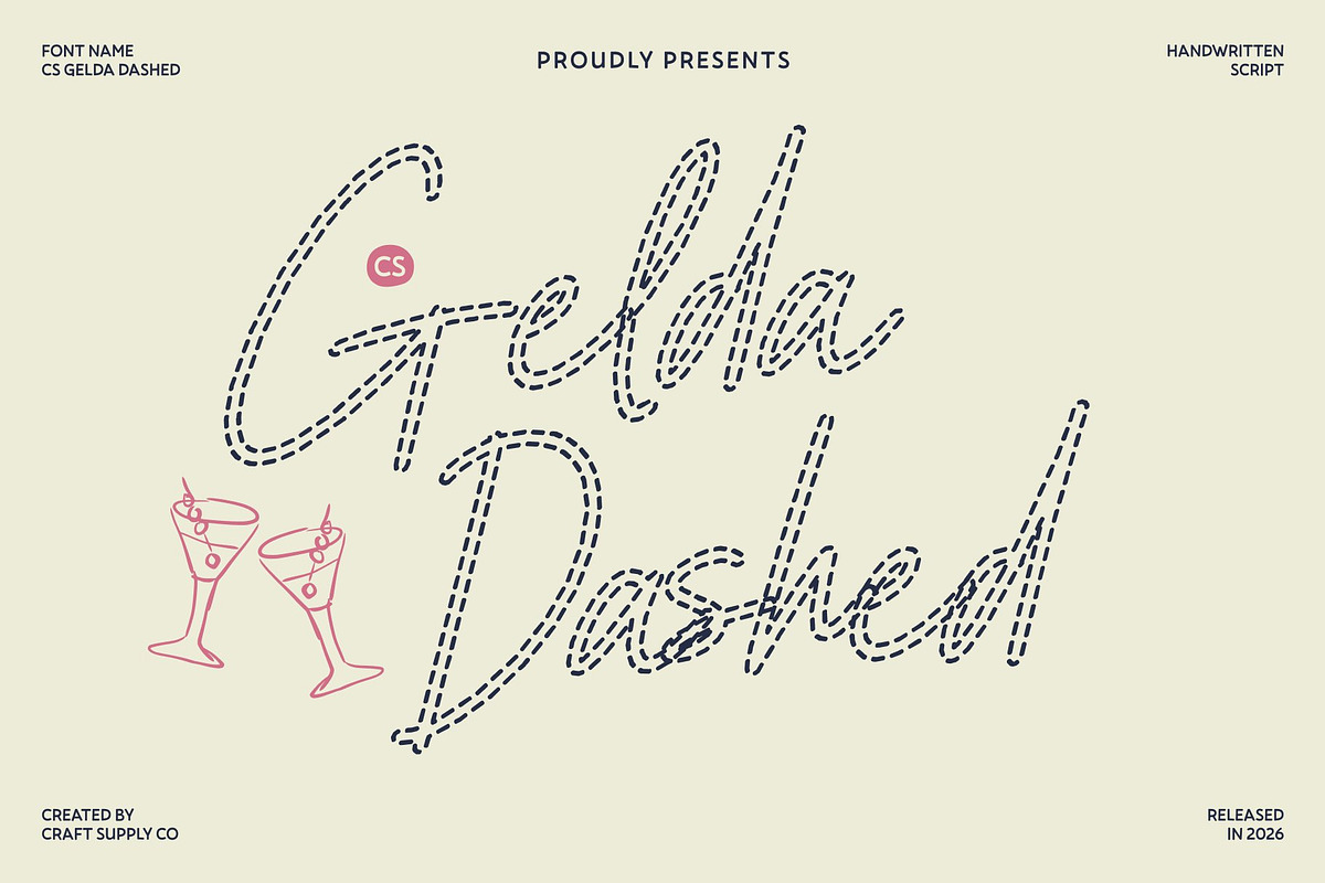 CS Gelda Dashed, a Script Font by Craft Supply Co. (Photo 1 of 8)