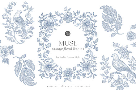 Muse - A vintage floral collection, a Decorative Illustration by Isabelle Salem