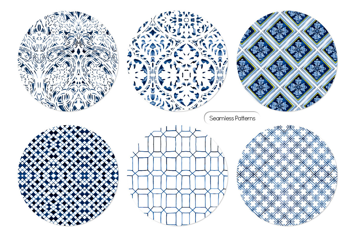 Indigo Collection, 16 Patterns+ sets, a Pattern Graphic by TSTUDIO