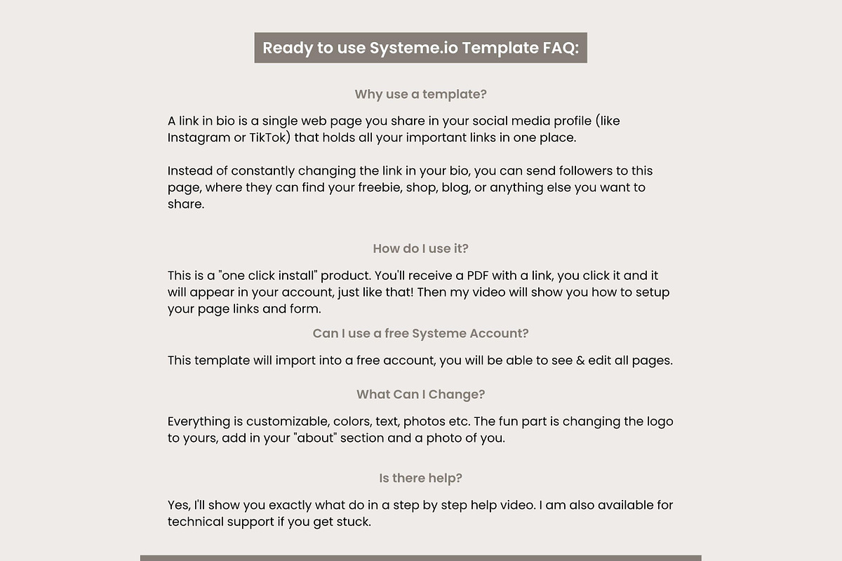 Systeme.io Neutral Sands Link in Bio, a Landing Page Template by Hayley's Digital Hub (Photo 6 of 10)