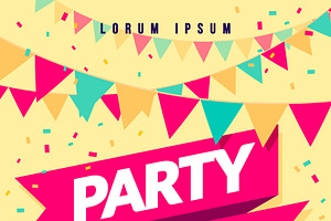 Party Time Poster With Balloons, a Flyer Template by Black White Mouse Design