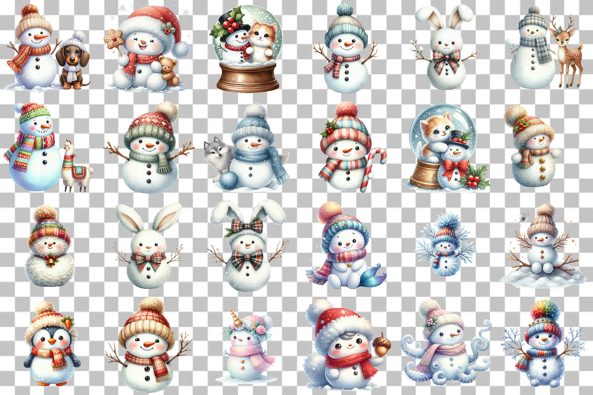 Watercolor Christmas Snowman Animal, an Illustration by DreamCafeArt (Photo 3 of 6)