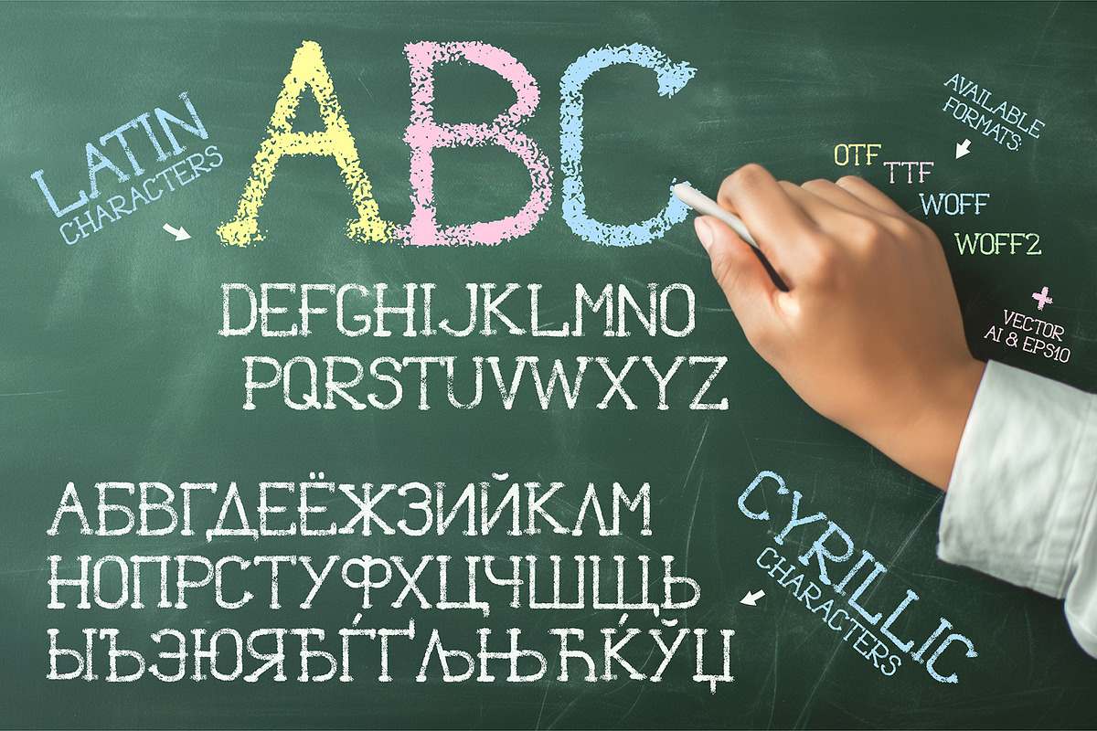Multilingual Chalk font, a Slab Serif Font by Ekaterina Glazkova (Photo 2 of 5)